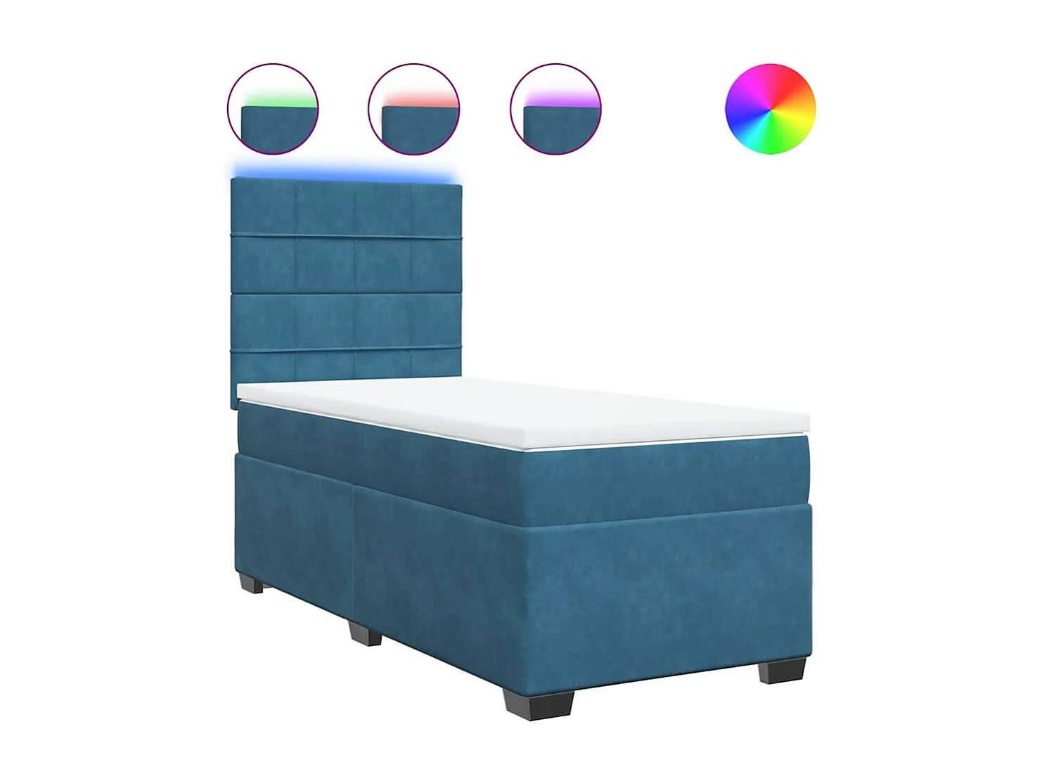 Sommier à lattes de lit avec matelas bleu 80x200 cm velours