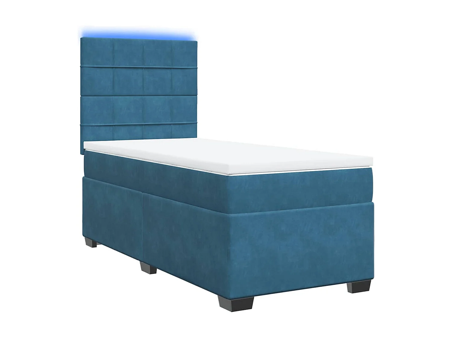 Sommier à lattes de lit avec matelas bleu 80x200 cm velours