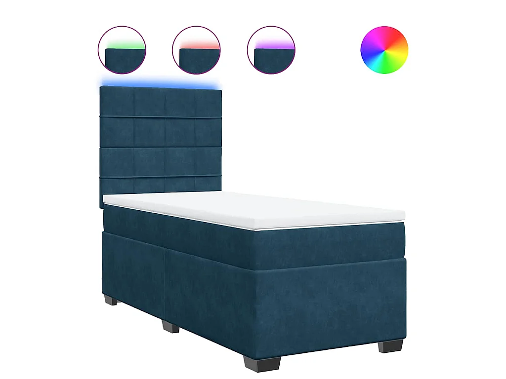 Boxspringbett mit Matratze Blau 80x200 cm Samt