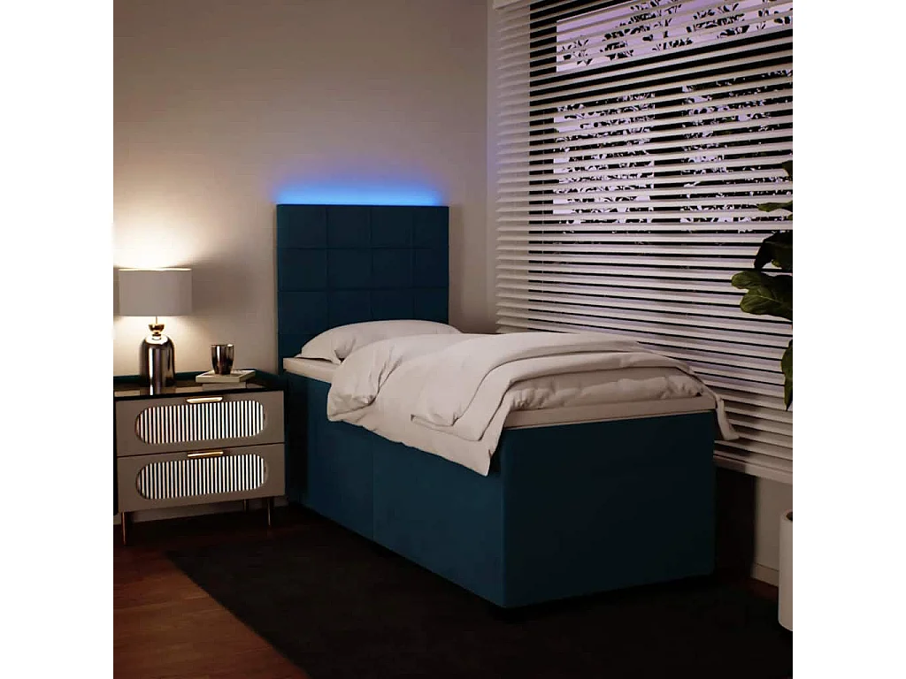 Boxspringbett mit Matratze Blau 80x200 cm Samt