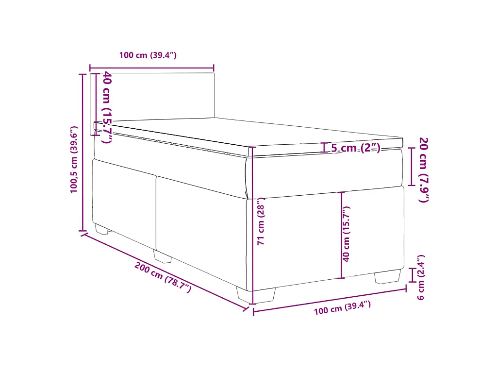 Boxspringbett mit Matratze Rosa 100x200 cm Samt