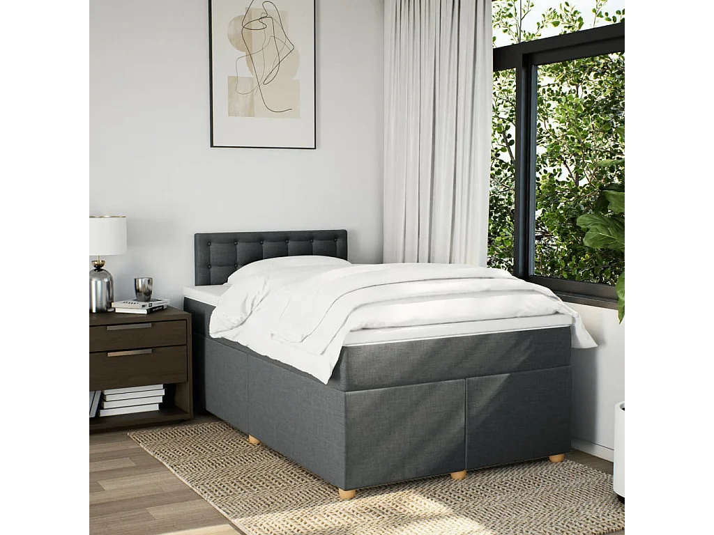 Boxspringbett mit Matratze Dunkelgrau 120x190 cm Stoff