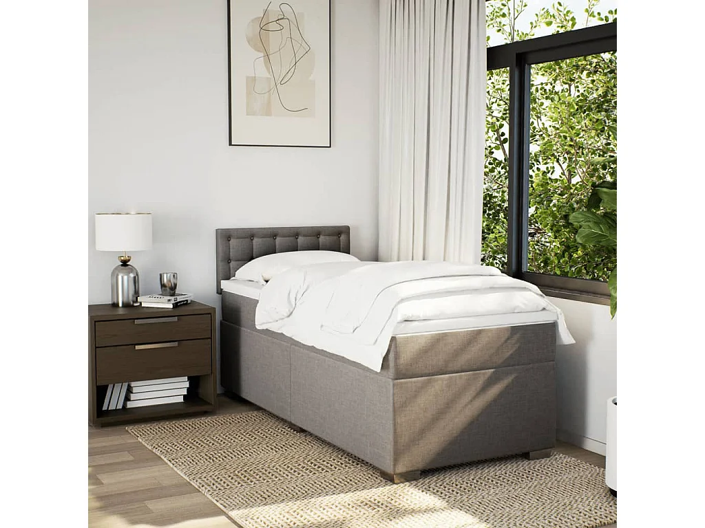 Sommier à lattes de lit avec matelas Taupe 80x200 cm Tissu