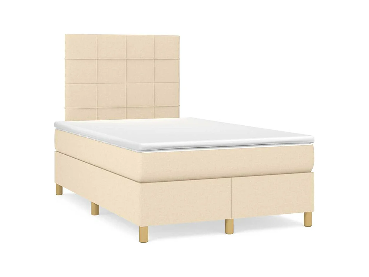 Boxspring met matras stof crèmekleurig 120x190 cm