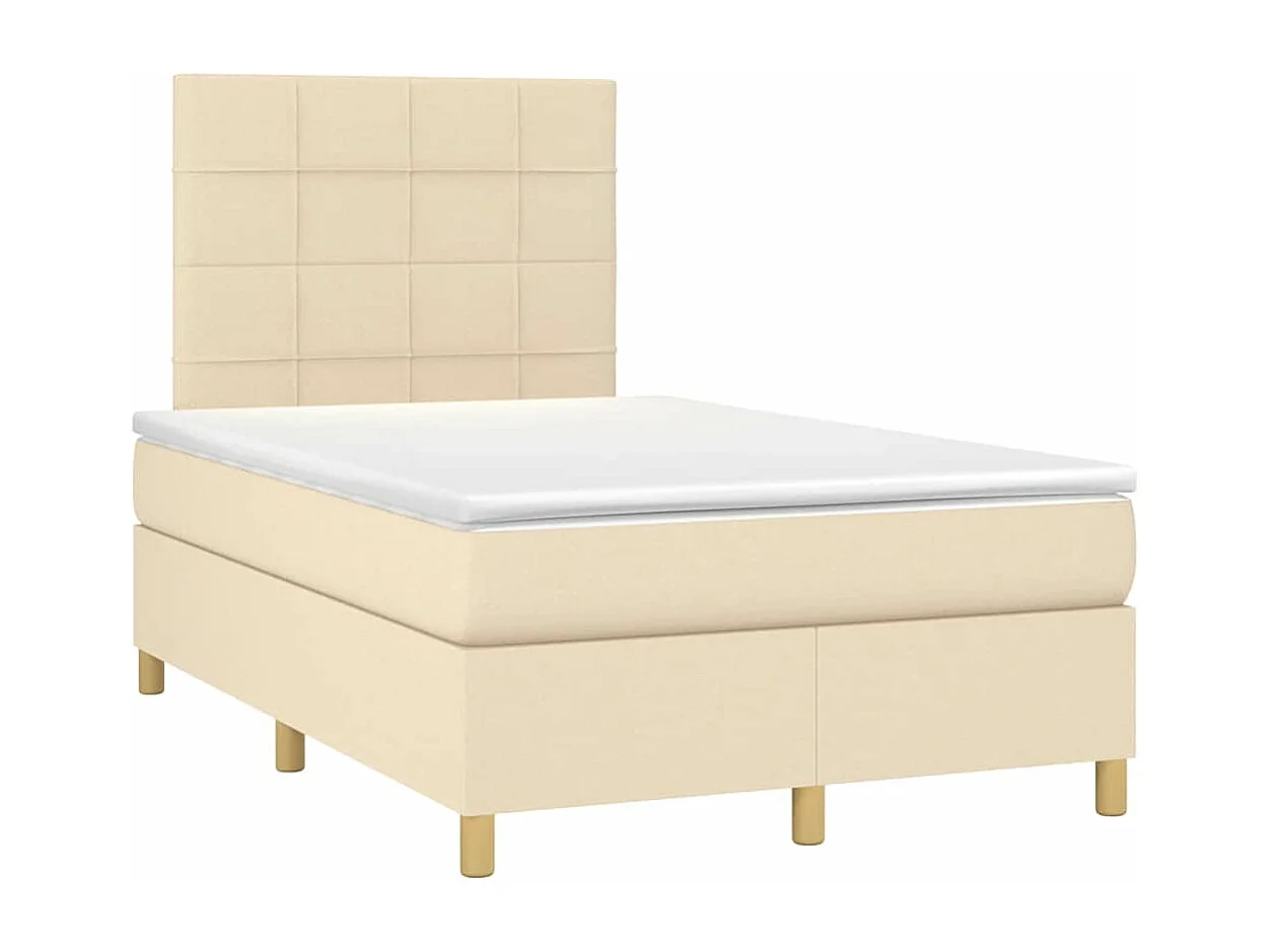 Cama boxspring com colchão 120x190 cm tecido cor creme