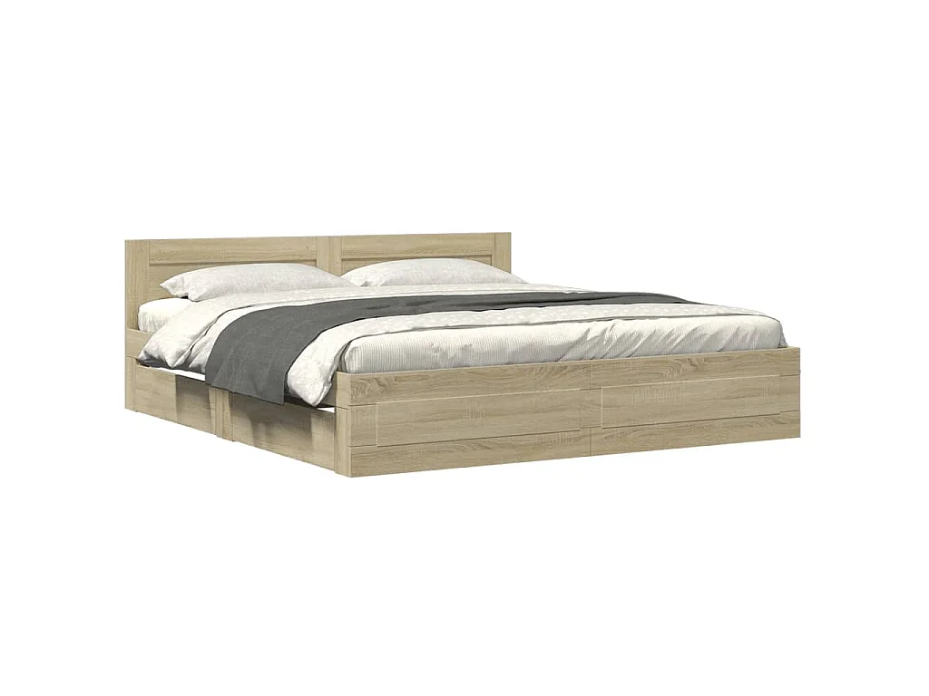 Bettgestell mit Kopfteil Sonoma-Eiche 180x200 cm Holzwerkstoff