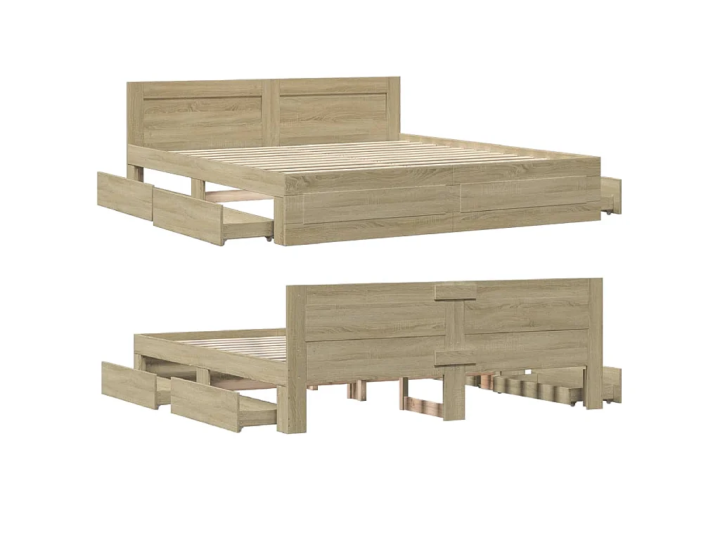 Bettgestell mit Kopfteil Sonoma-Eiche 180x200 cm Holzwerkstoff