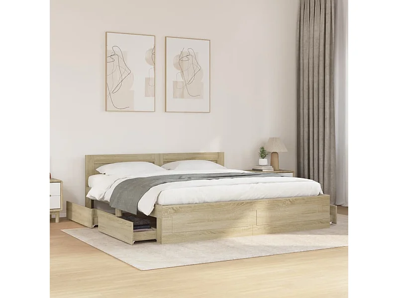 Bettgestell mit Kopfteil Sonoma-Eiche 180x200 cm Holzwerkstoff