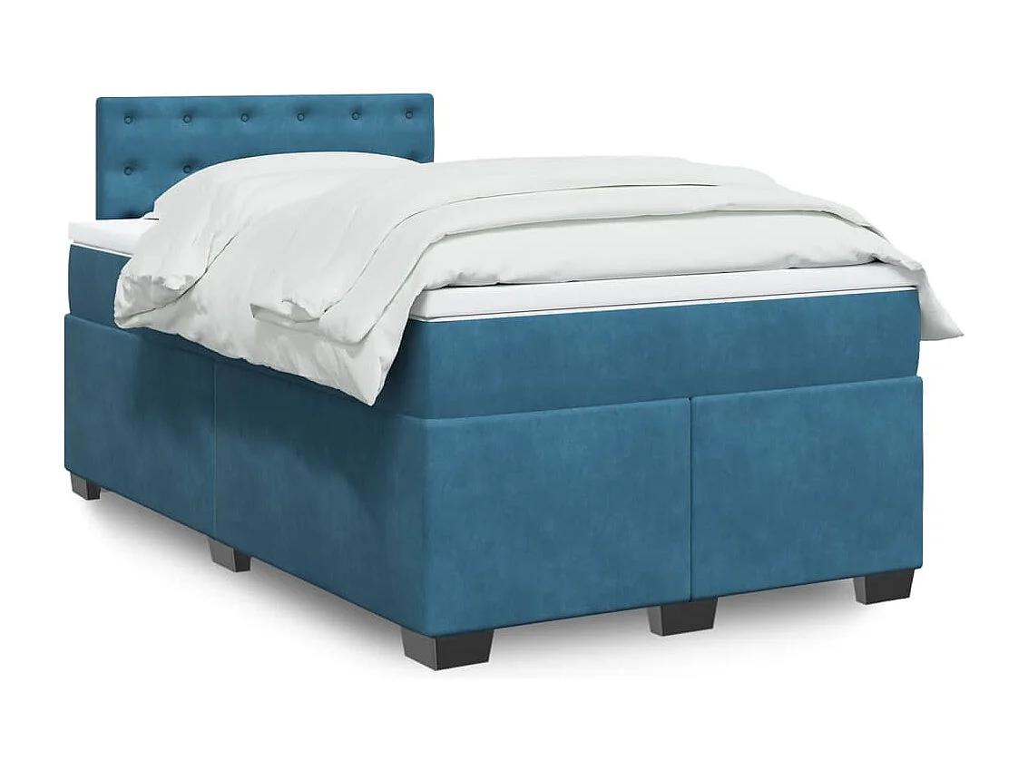 Giroletto a Molle con Materasso Blu 120x200 cm in Velluto