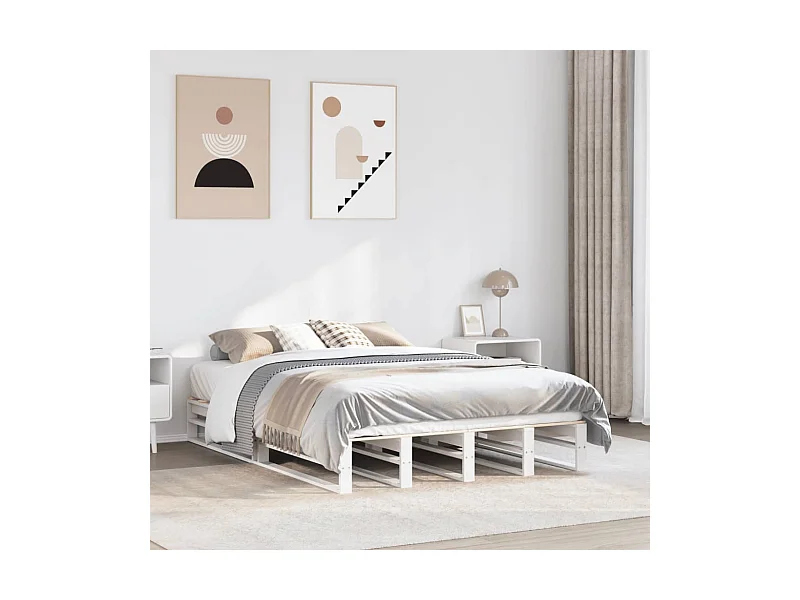 Cadre de lit sans matelas blanc 150x200 cm bois de pin massif