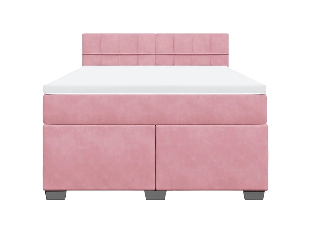 Boxspring met matras fluweel roze 160x200 cm