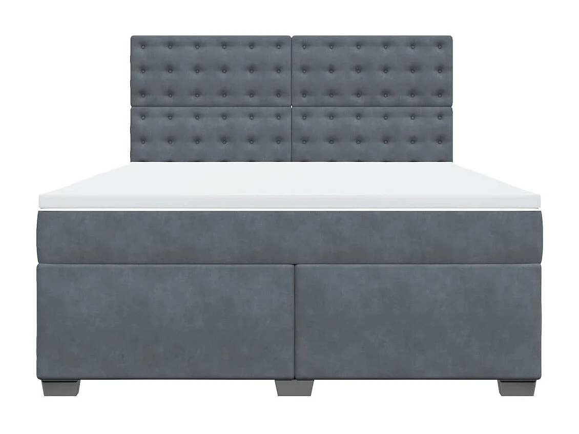 Giroletto a Molle con Materasso Grigio Scuro 180x200 cm Velluto