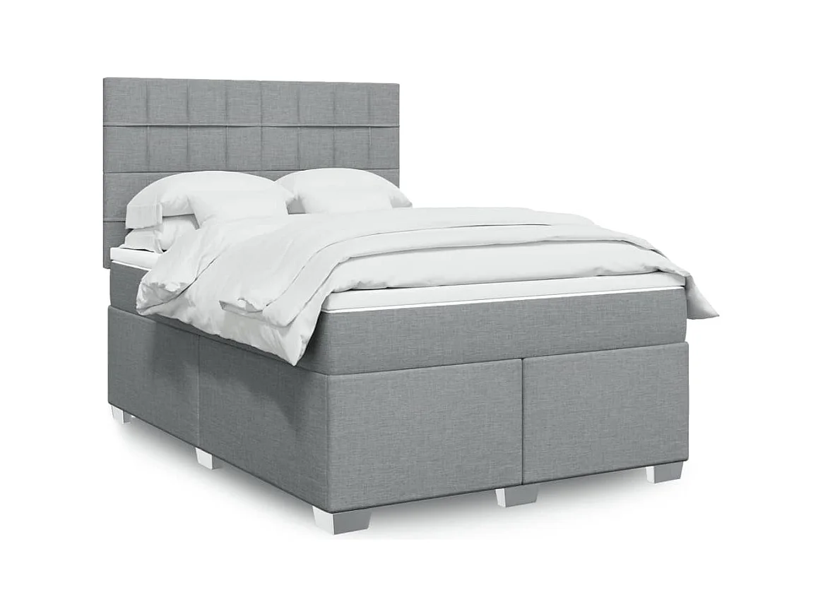 Sommier à lattes de lit avec matelas Gris clair 160x200cm Tissu