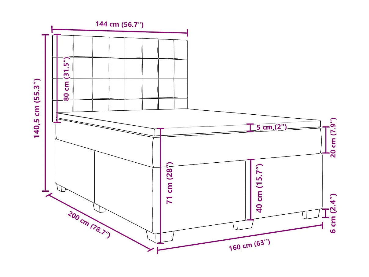 Sommier à lattes de lit avec matelas Gris clair 160x200cm Tissu