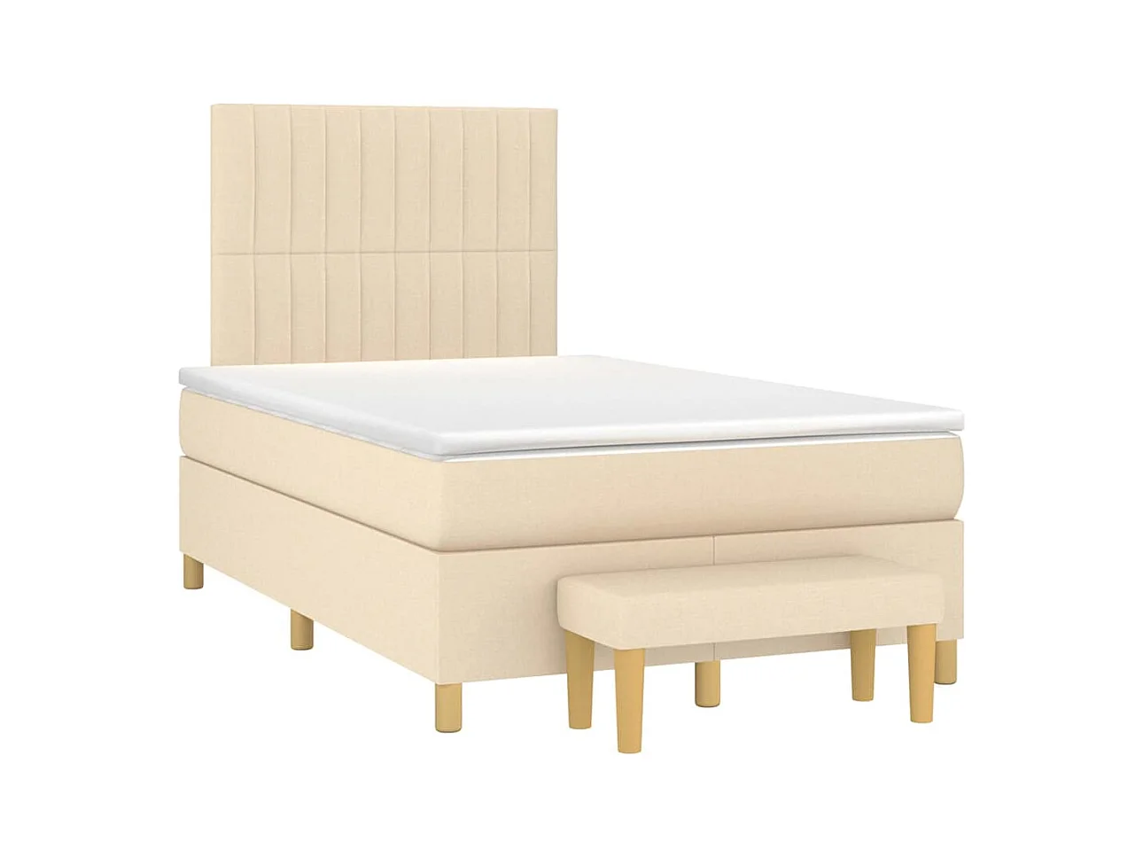 Giroletto a Molle con Materasso Crema 120x190 cm in Tessuto