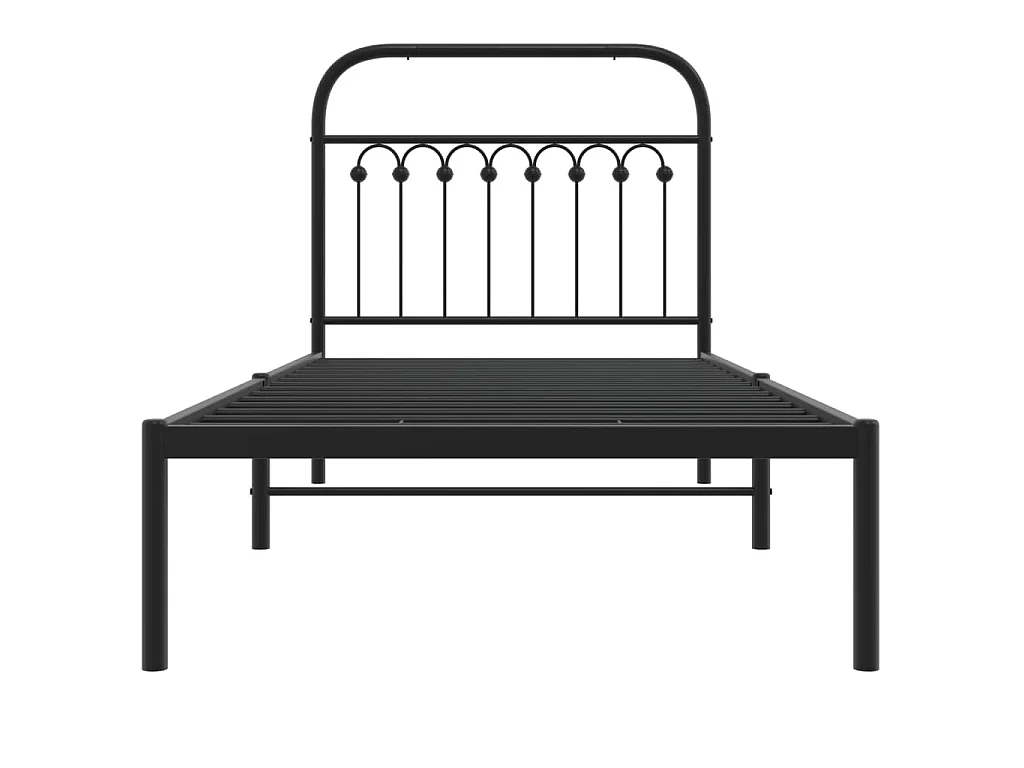 Cadre de lit métal sans matelas avec tête de lit noir 90x190 cm