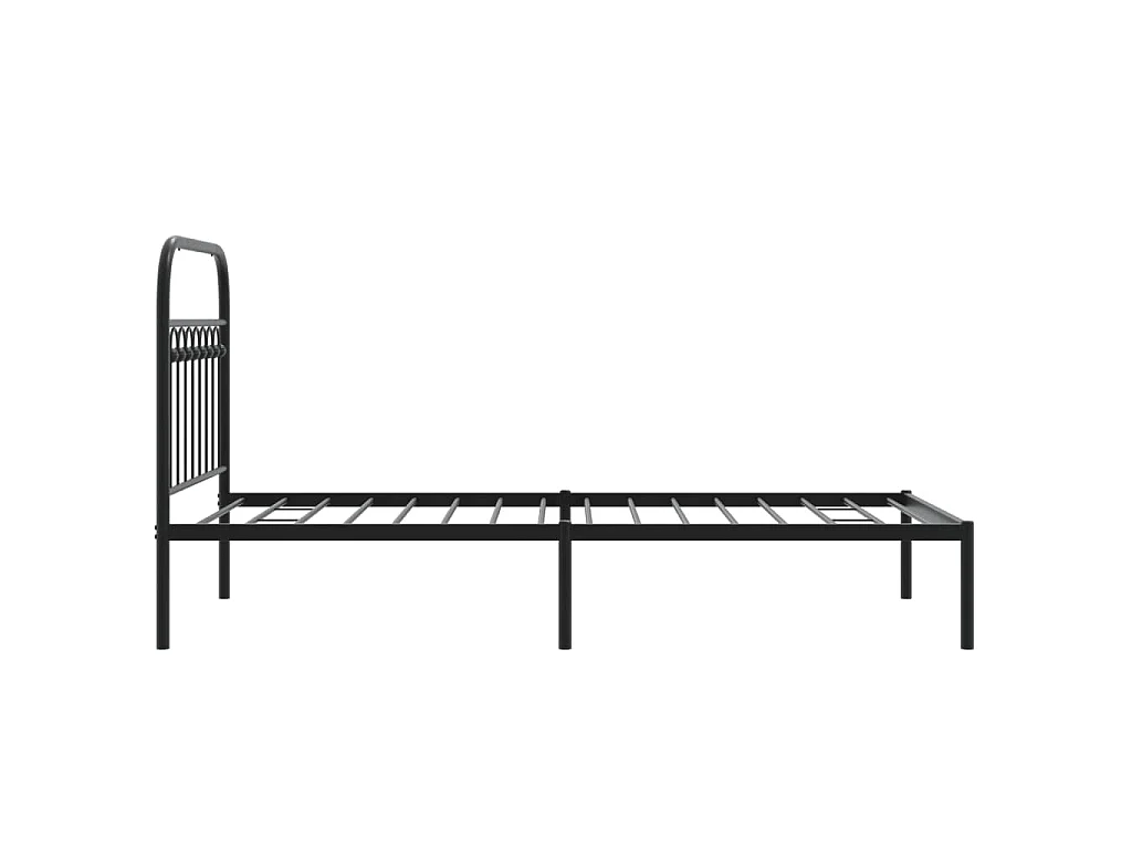 Cadre de lit métal sans matelas avec tête de lit noir 90x190 cm