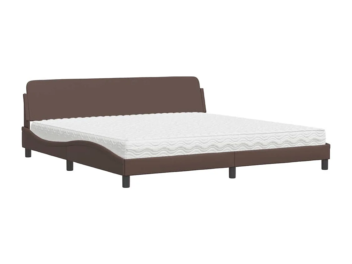Lit avec matelas Dover marron 200x200 cm similicuir