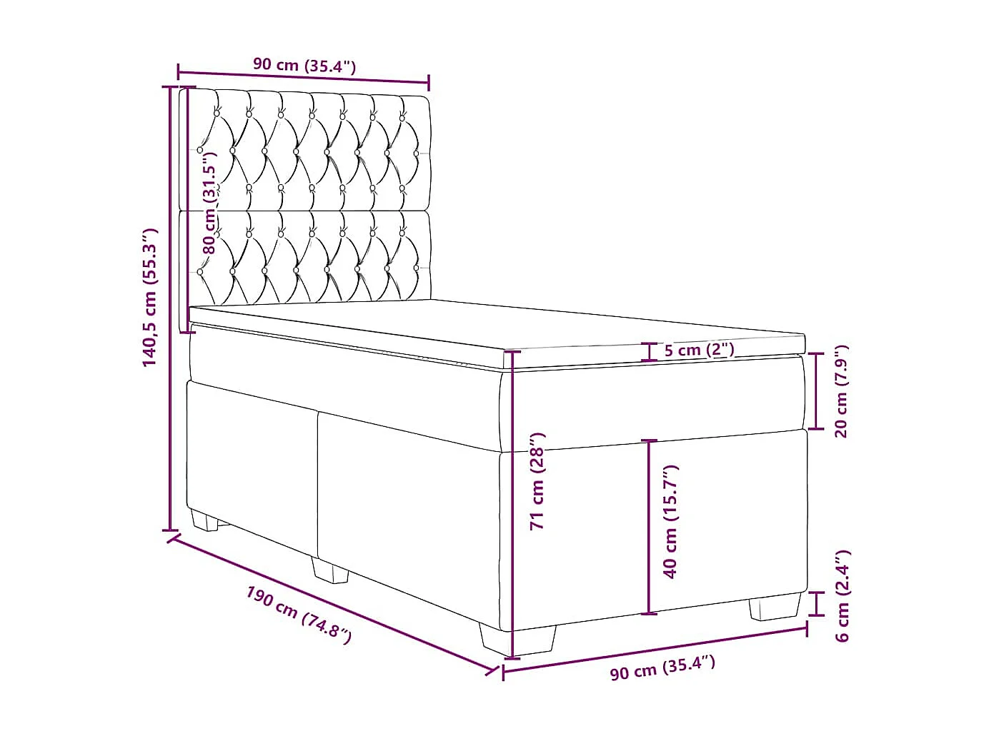 Boxspring met matras fluweel donkergroen 90x190 cm