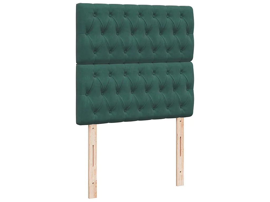 Cama box spring con colchón terciopelo verde oscuro 90x190 cm