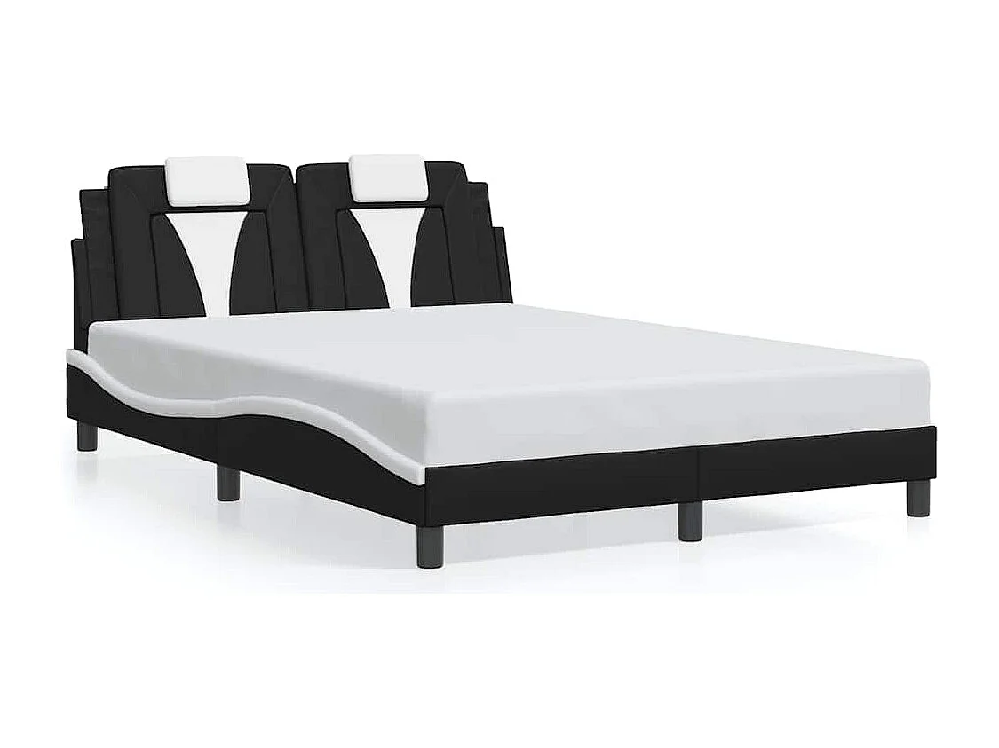 Bedframe "Viana" zonder matras kunstleer zwart en wit 140x200 cm