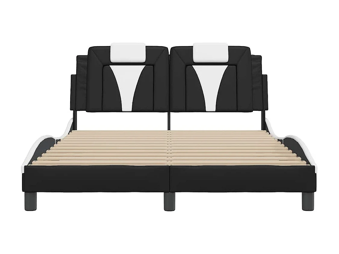 Bedframe "Viana" zonder matras kunstleer zwart en wit 140x200 cm