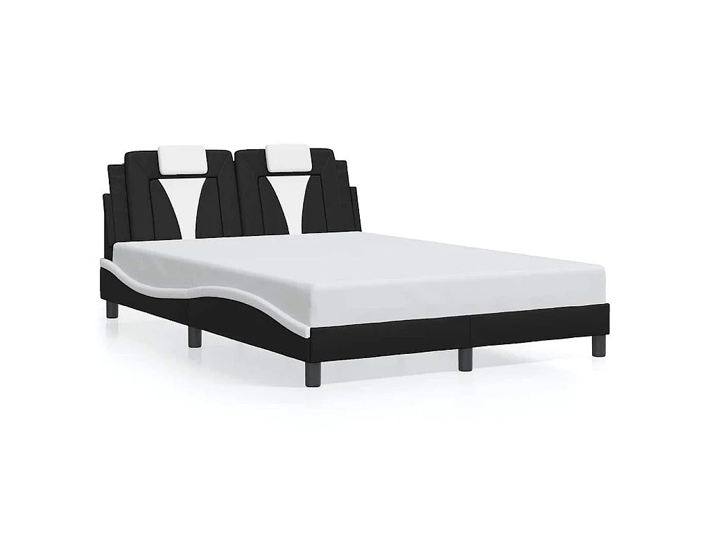 Bedframe "Viana" zonder matras kunstleer zwart en wit 140x200 cm