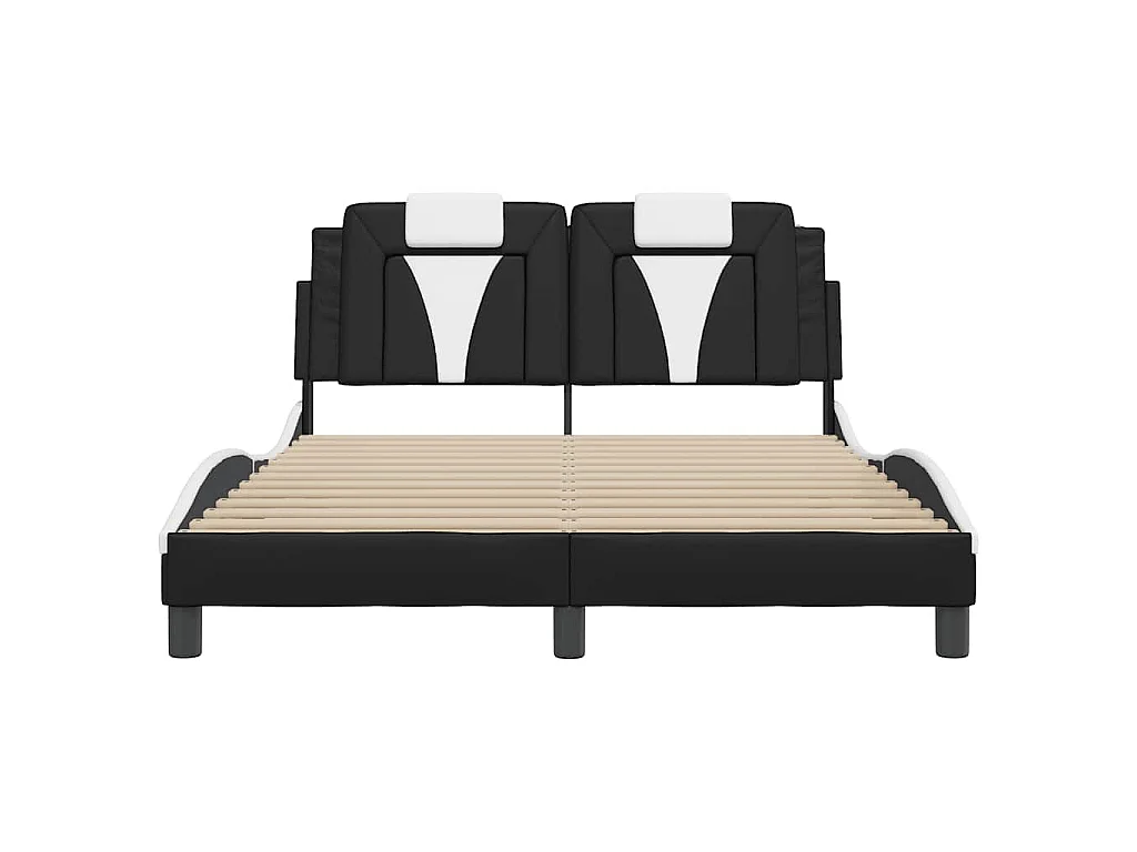 Bedframe "Viana" zonder matras kunstleer zwart en wit 140x200 cm