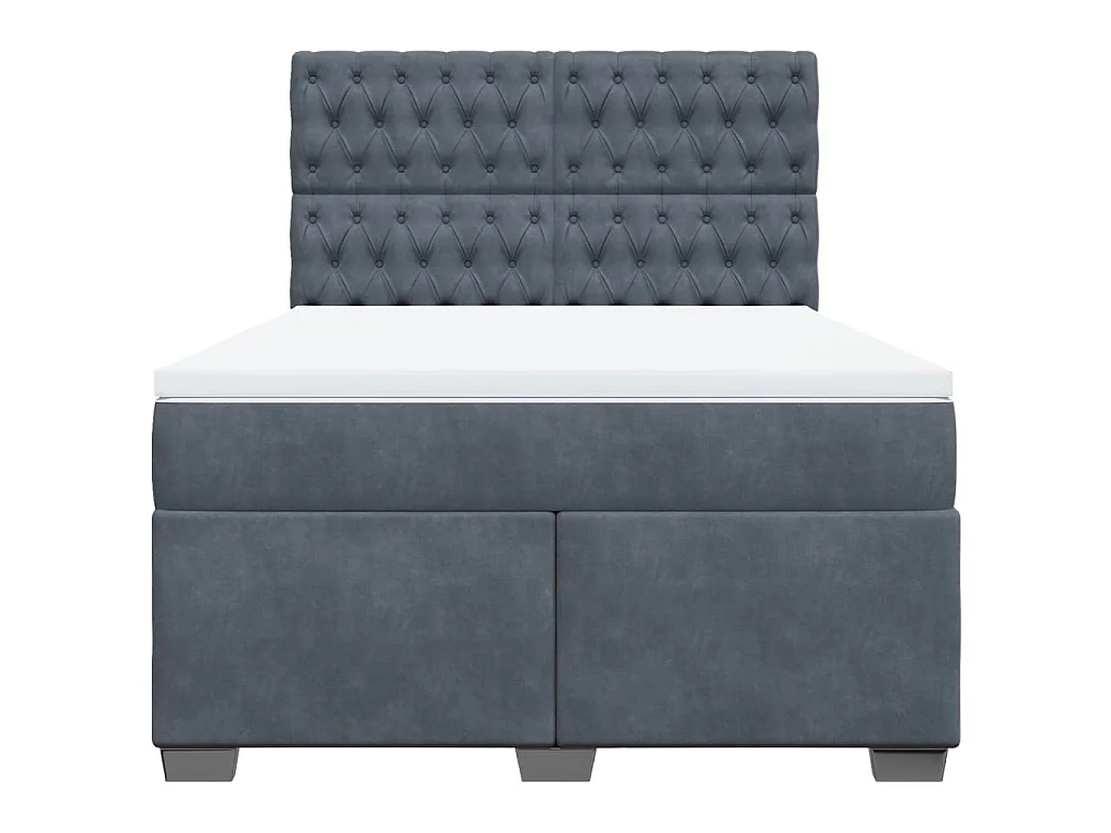 Boxspring met matras fluweel donkergrijs 140x200 cm
