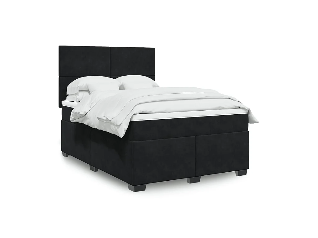 Boxspringbett mit Matratze Schwarz 140x200 cm Samt