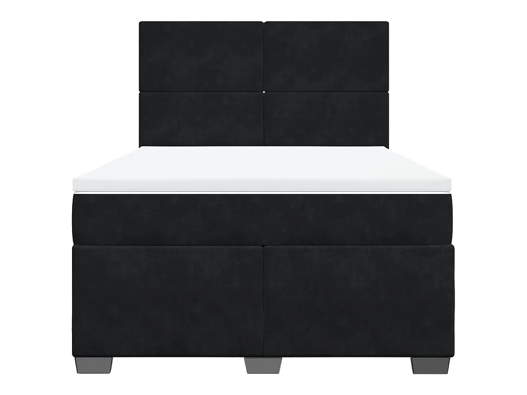 Cama box spring con colchón terciopelo negro 140x200 cm