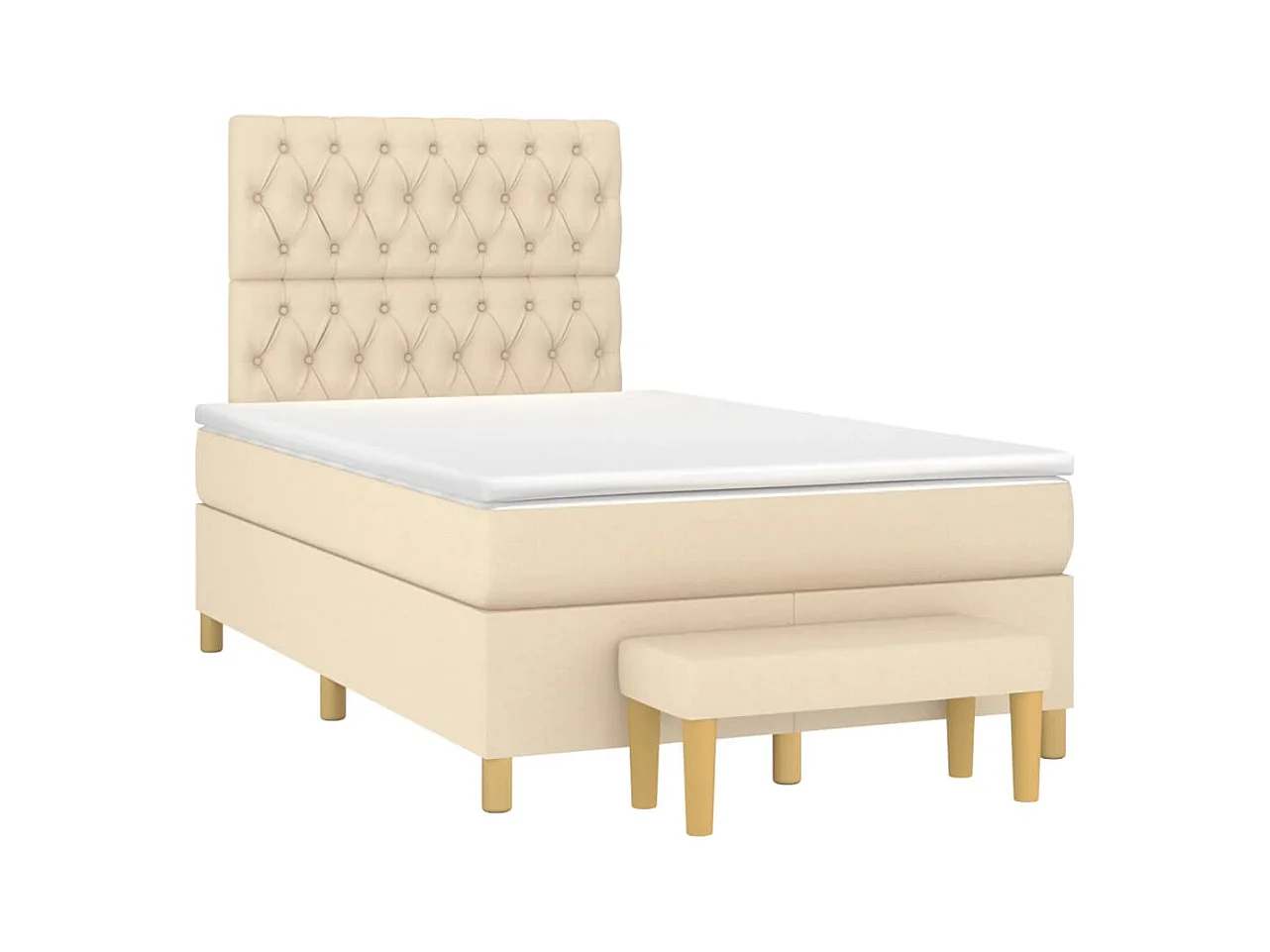 Sommier à lattes de lit avec matelas crème 120x190 cm tissu