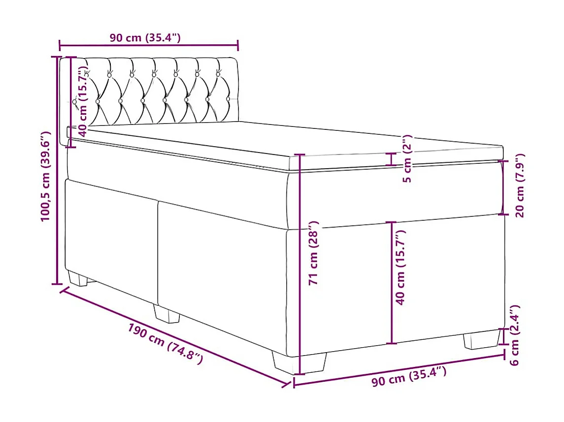 Boxspringbett mit Matratze Dunkelgrün 90x190 cm Samt