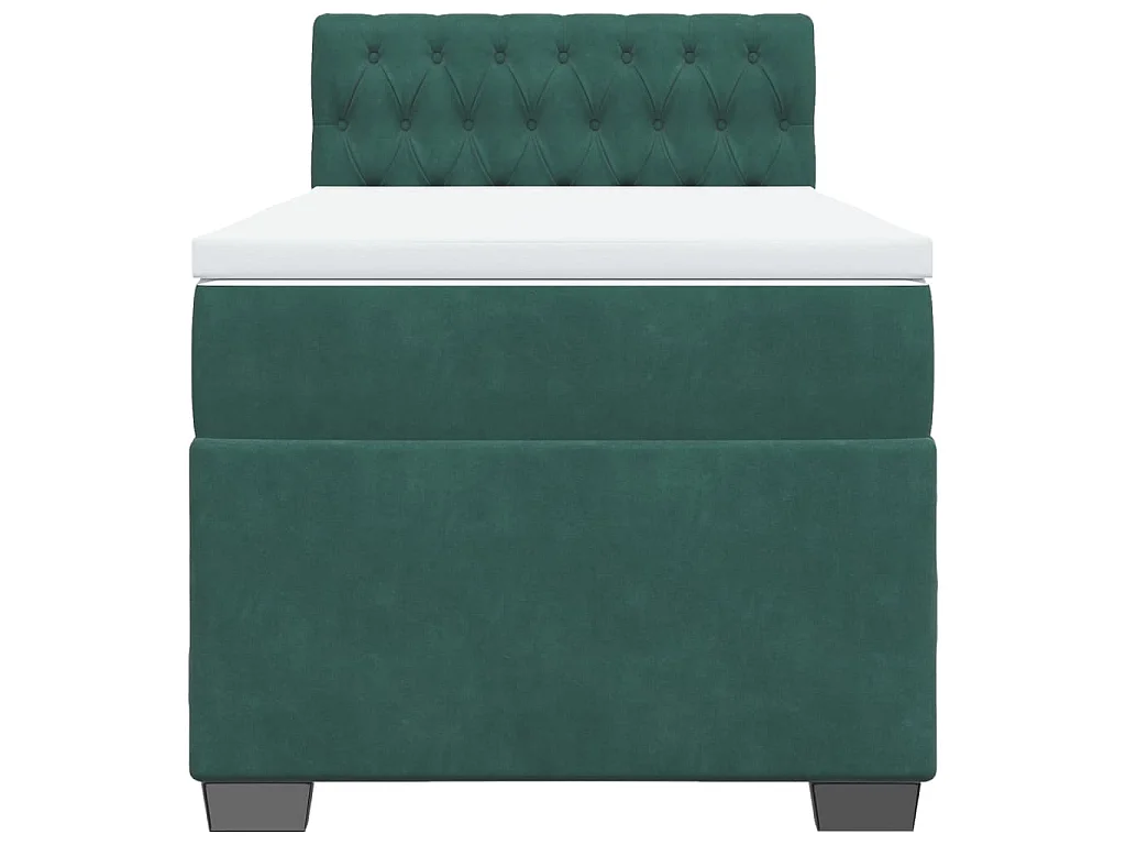 Cama box spring con colchón terciopelo verde oscuro 90x190 cm