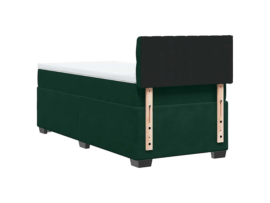 Cama box spring con colchón terciopelo verde oscuro 90x190 cm