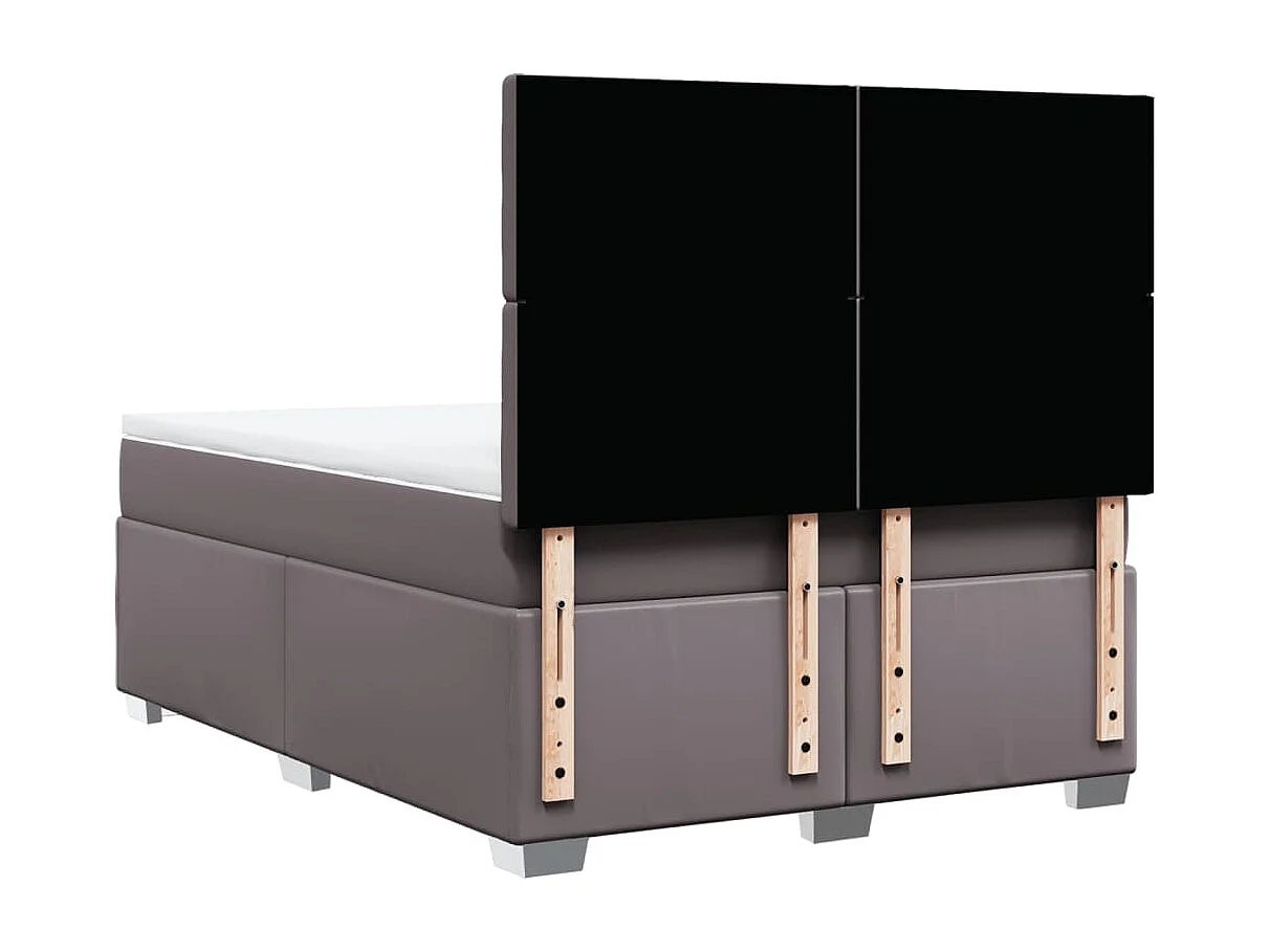 Boxspring met matras kunstleer grijs 160x200 cm