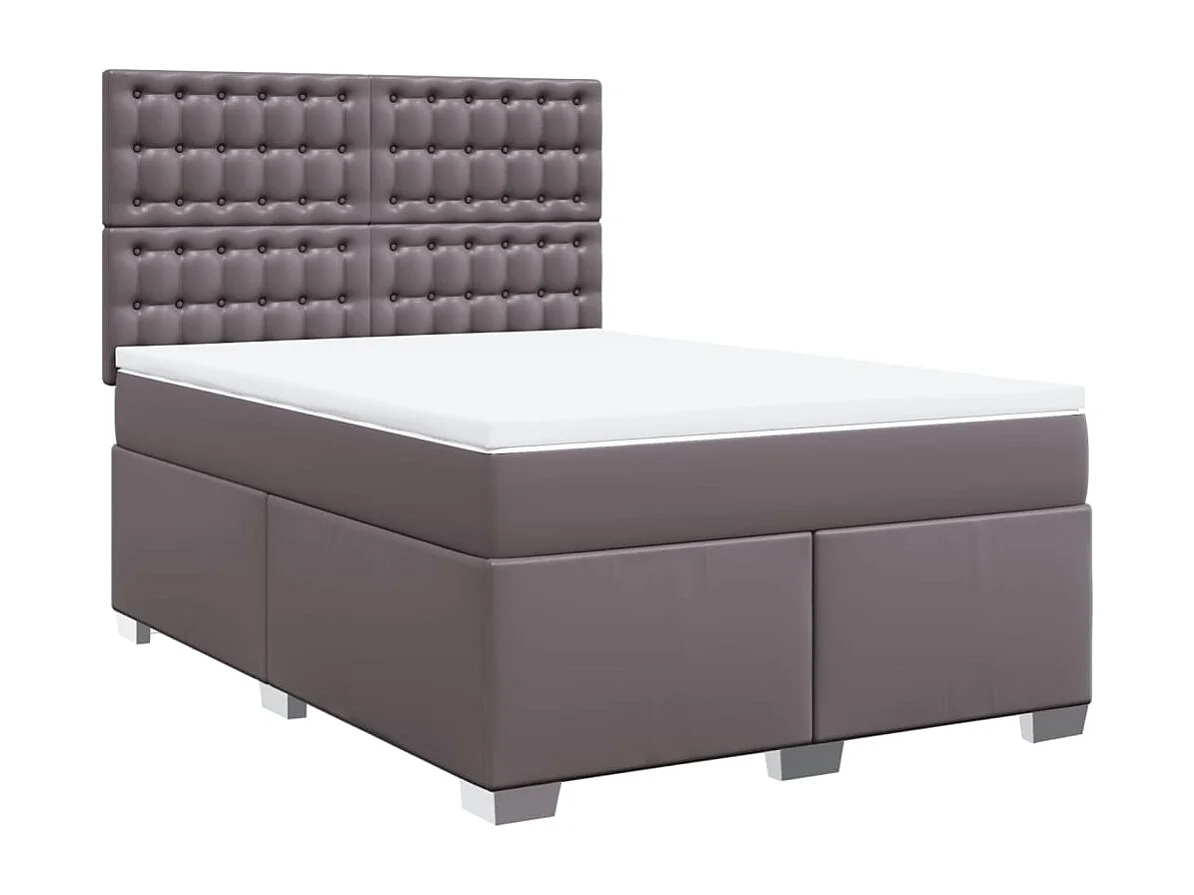 Boxspring met matras kunstleer grijs 160x200 cm