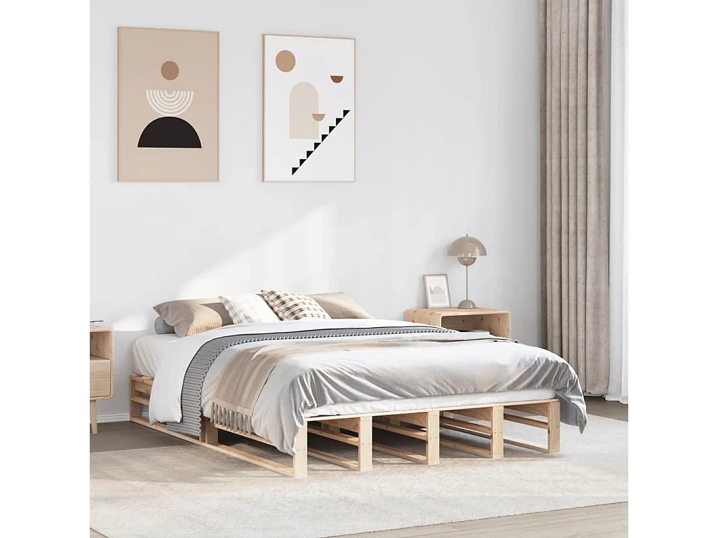 Cadre de lit sans matelas 140x190 cm bois de pin massif