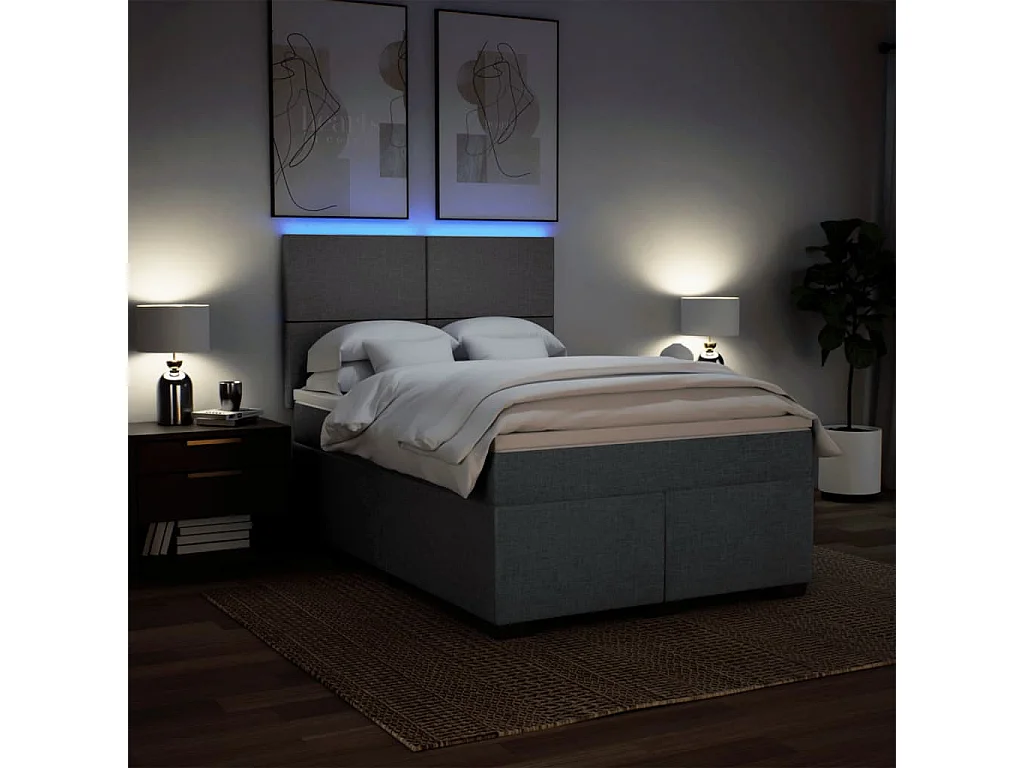 Sommier à lattes de lit avec matelas Gris foncé 140x190cm Tissu