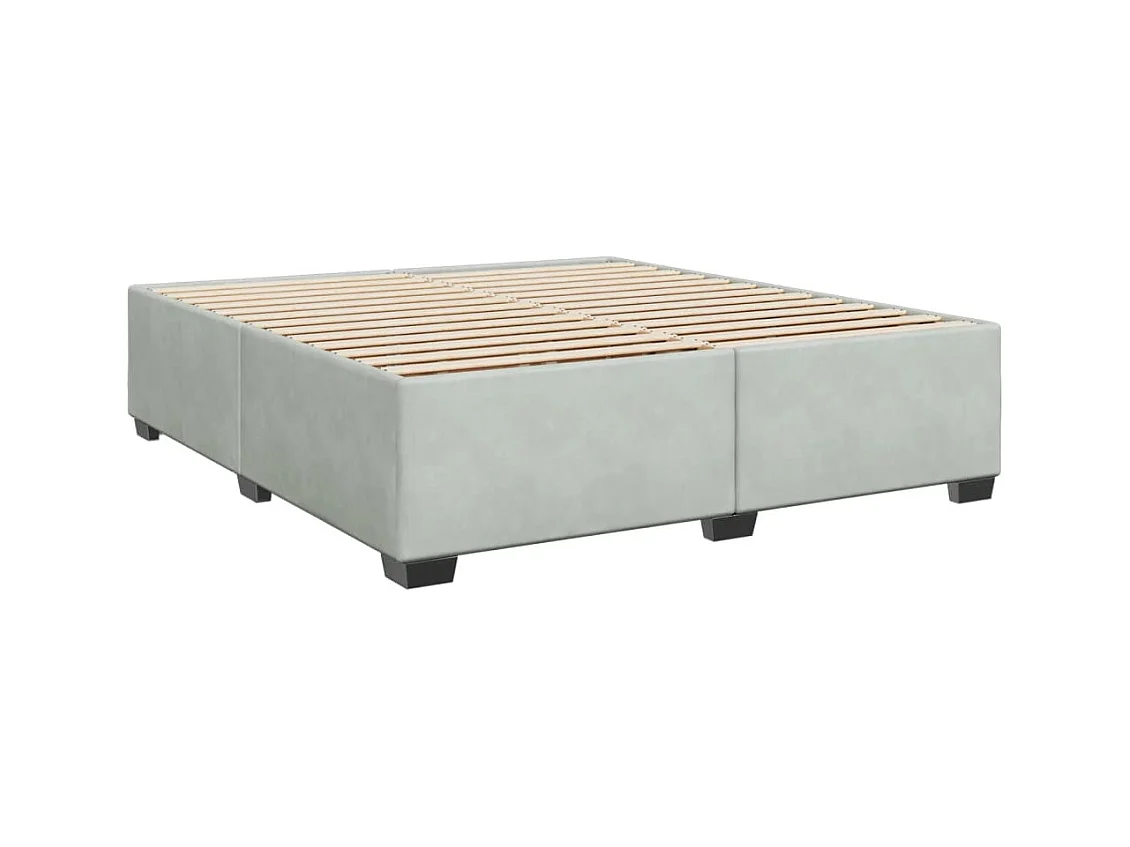 Sommier à lattes de lit et matelas Gris clair 200x200cm Velours