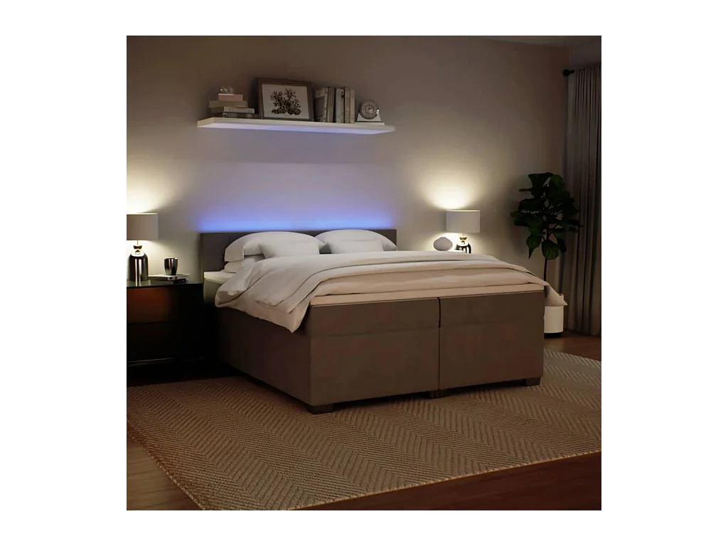 Sommier à lattes de lit et matelas Gris clair 200x200cm Velours
