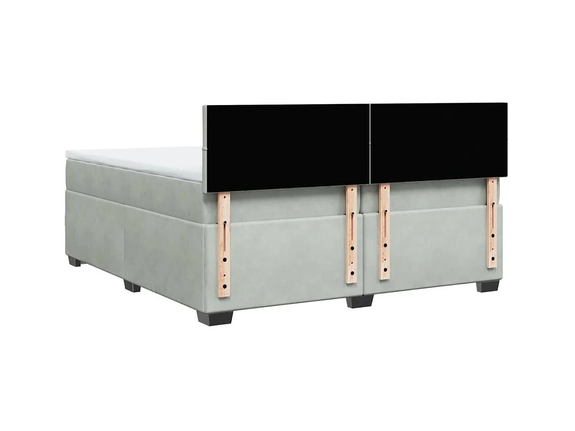 Sommier à lattes de lit et matelas Gris clair 200x200cm Velours