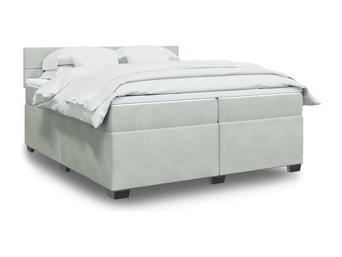 Sommier à lattes de lit et matelas Gris clair 200x200cm Velours