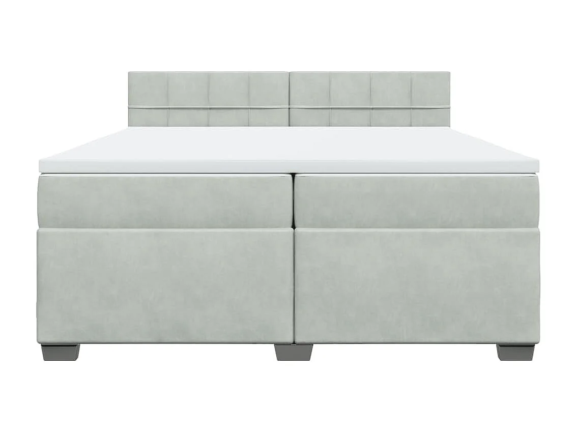 Sommier à lattes de lit et matelas Gris clair 200x200cm Velours