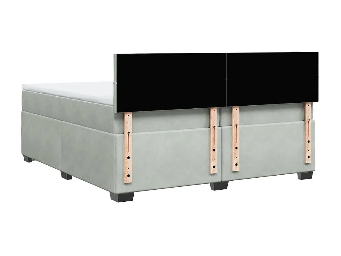 Sommier à lattes de lit et matelas Gris clair 200x200cm Velours