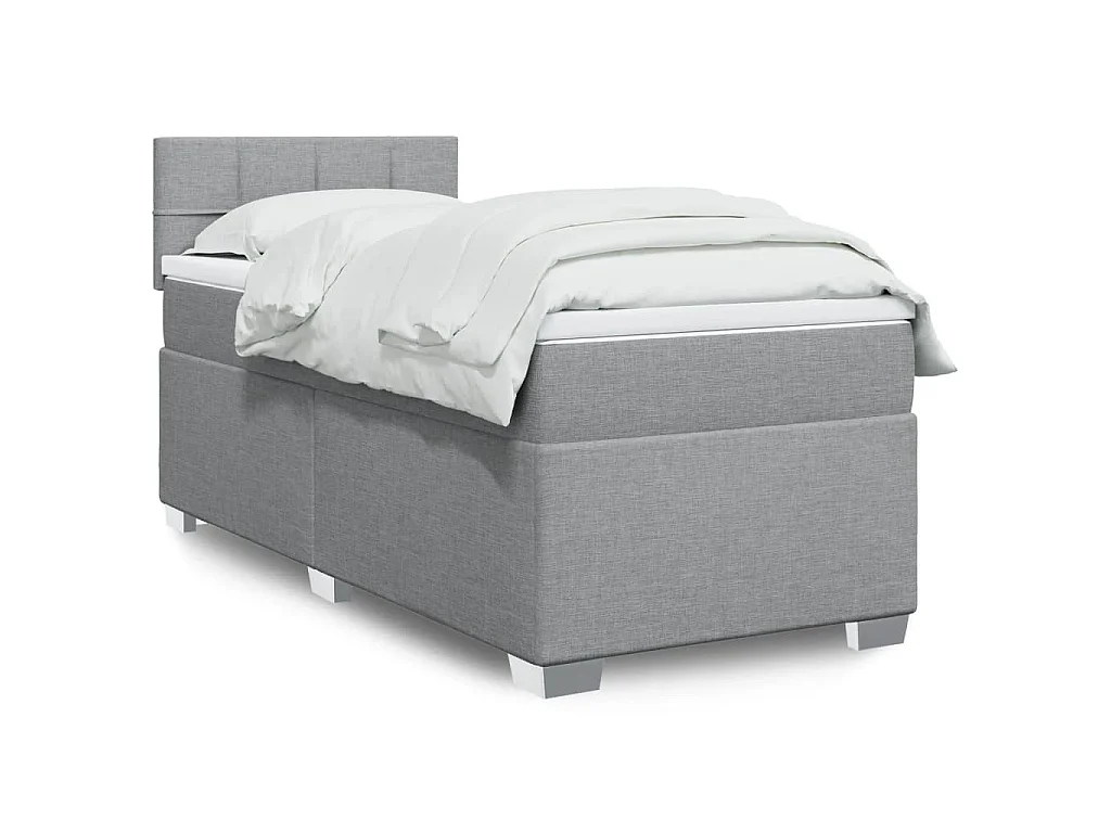 Giroletto a Molle con Materasso Grigio Chiaro 90x190 cm Tessuto