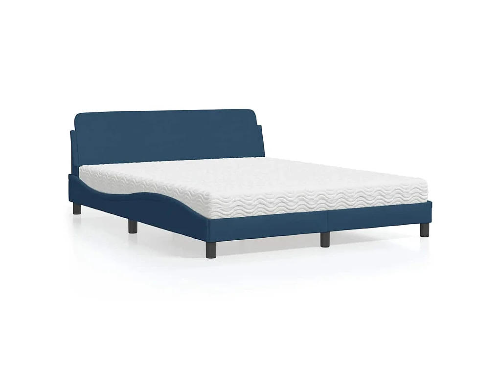 Letto con Materasso Dover Blu 160x200 cm in Tessuto