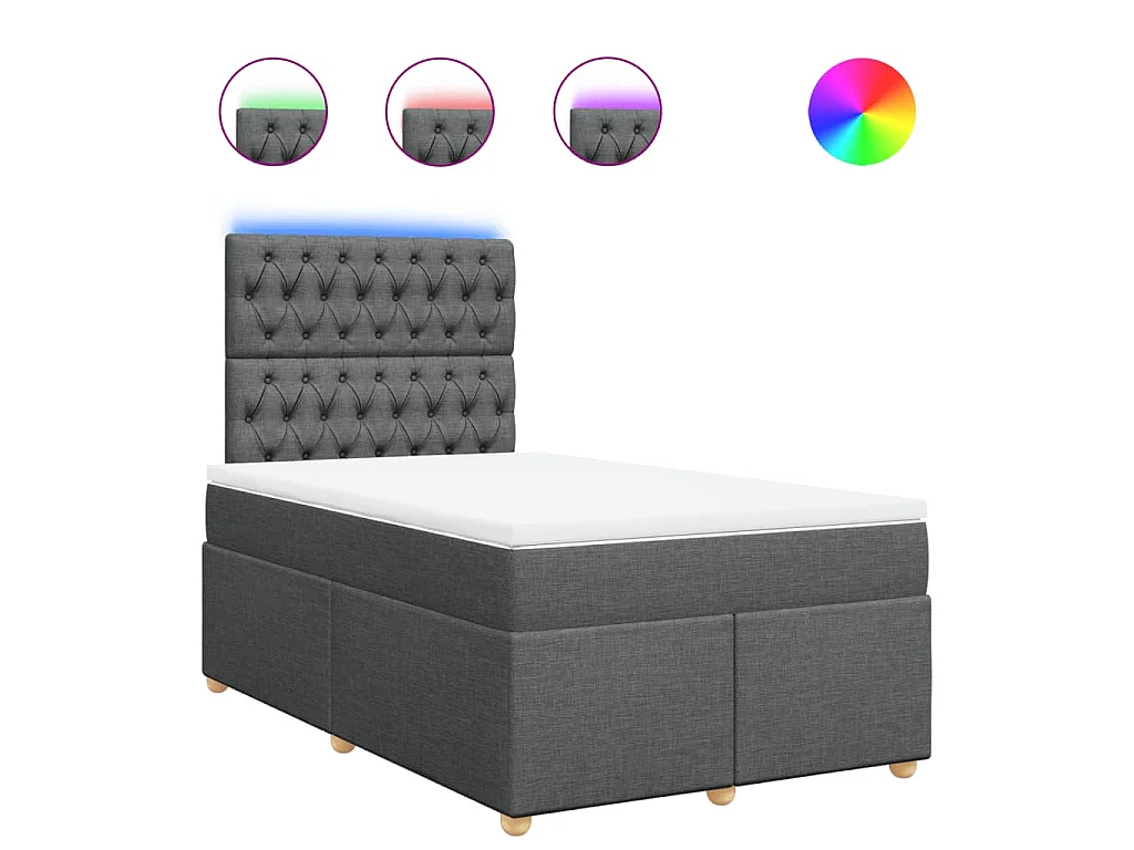 Cama box spring con colchón tela gris oscuro 120x190 cm