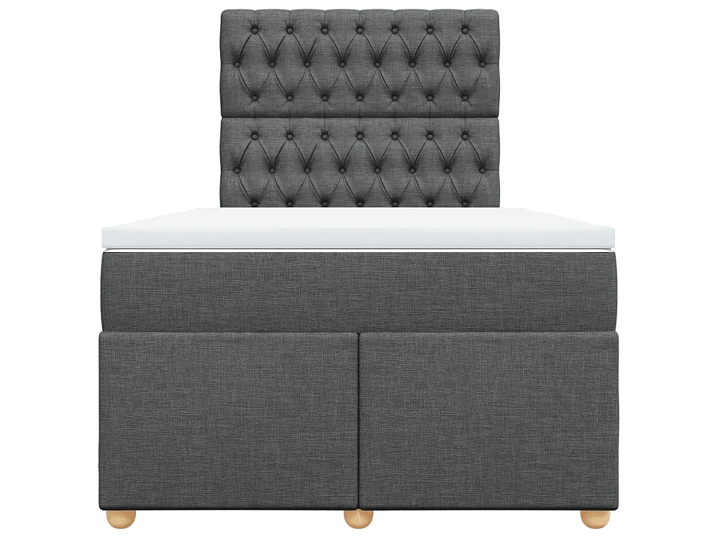 Cama box spring con colchón tela gris oscuro 120x190 cm