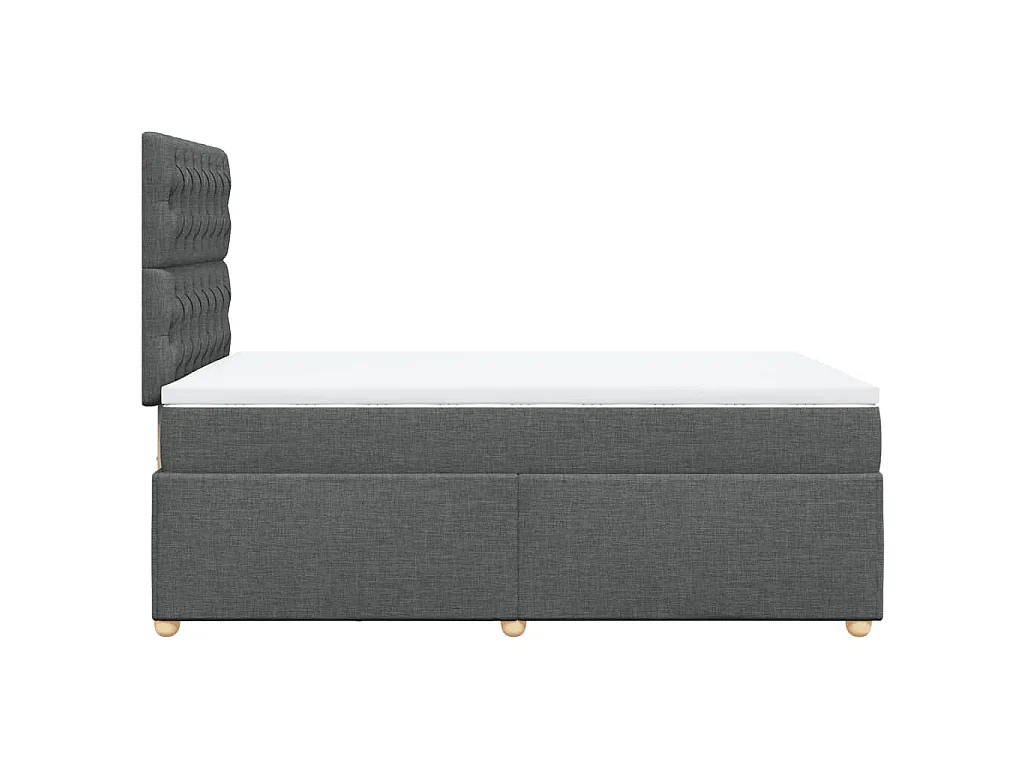 Cama box spring con colchón tela gris oscuro 120x190 cm
